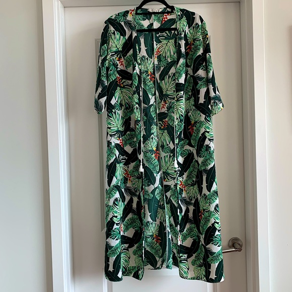 Rachel Zoe Palm Leaf Print Kimono Coverup - Picture 3 of 11